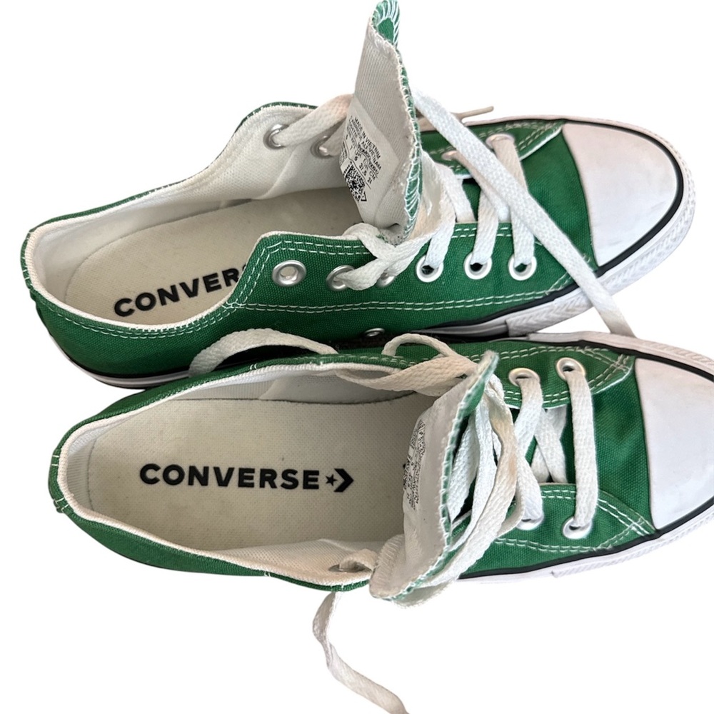 Converse Low Top Canvas Sneakers - Green & White - Picture 4 of 7